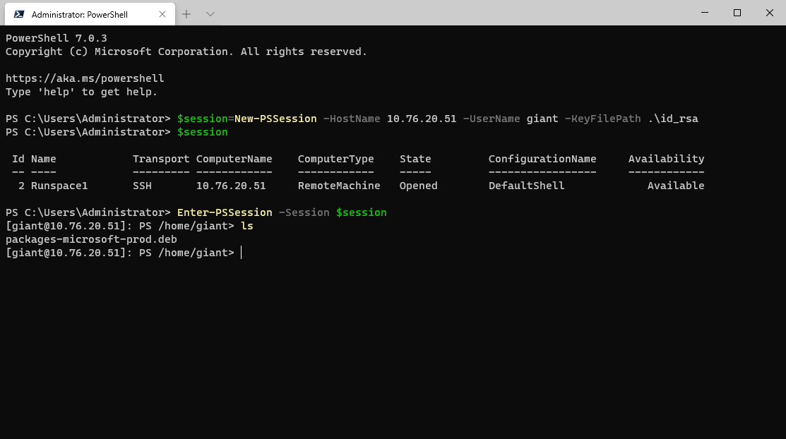 PowerShell连接Ubuntu